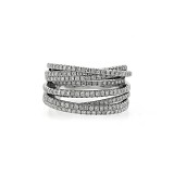 1.90 Cts. 14K White Gold Criss-Cross Diamond Cocktail Ring